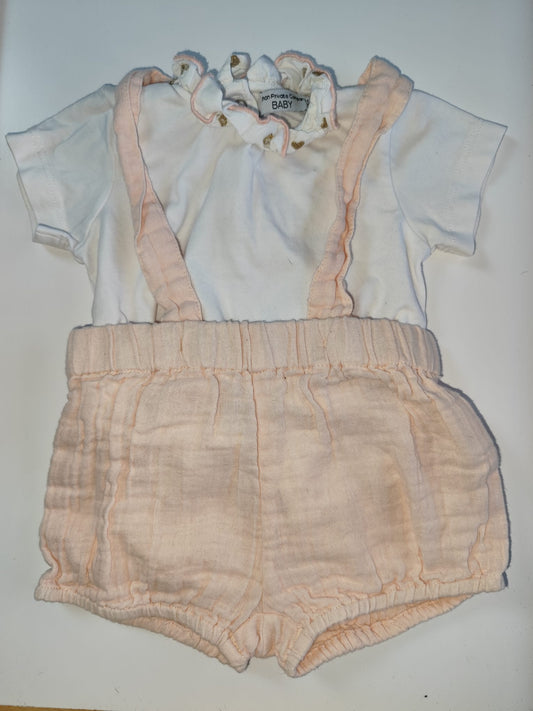 Ensemble T-shirt/Salopette Short 12 Mois